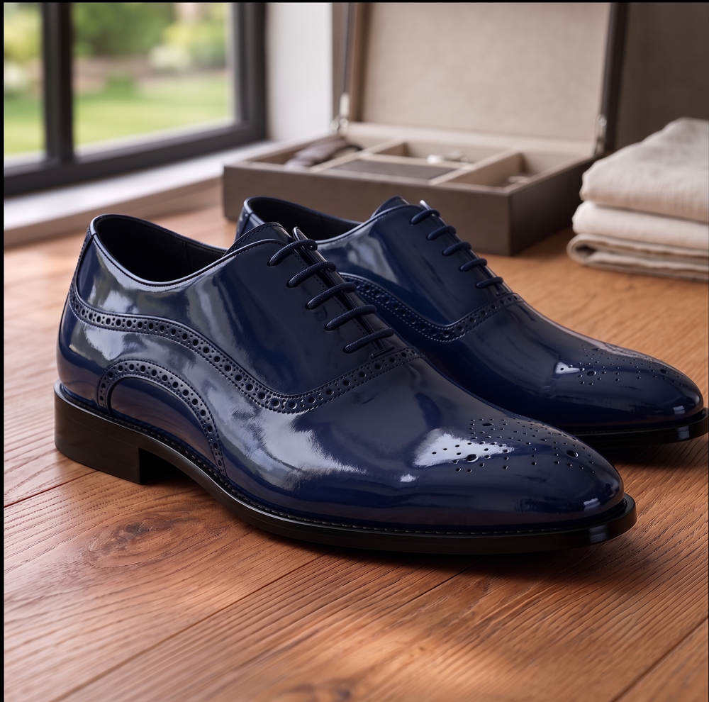 Navy leather elowem brogue oxford -formal shoes