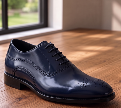 Navy leather elowem brogue oxford -formal shoes