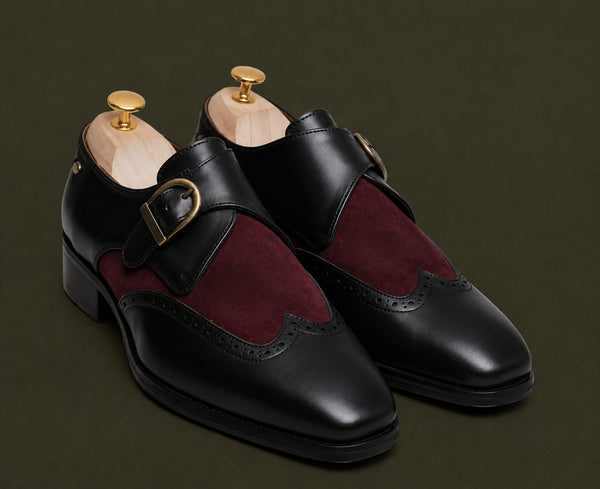 Black and burgundy  ducale single monkstrap shoe