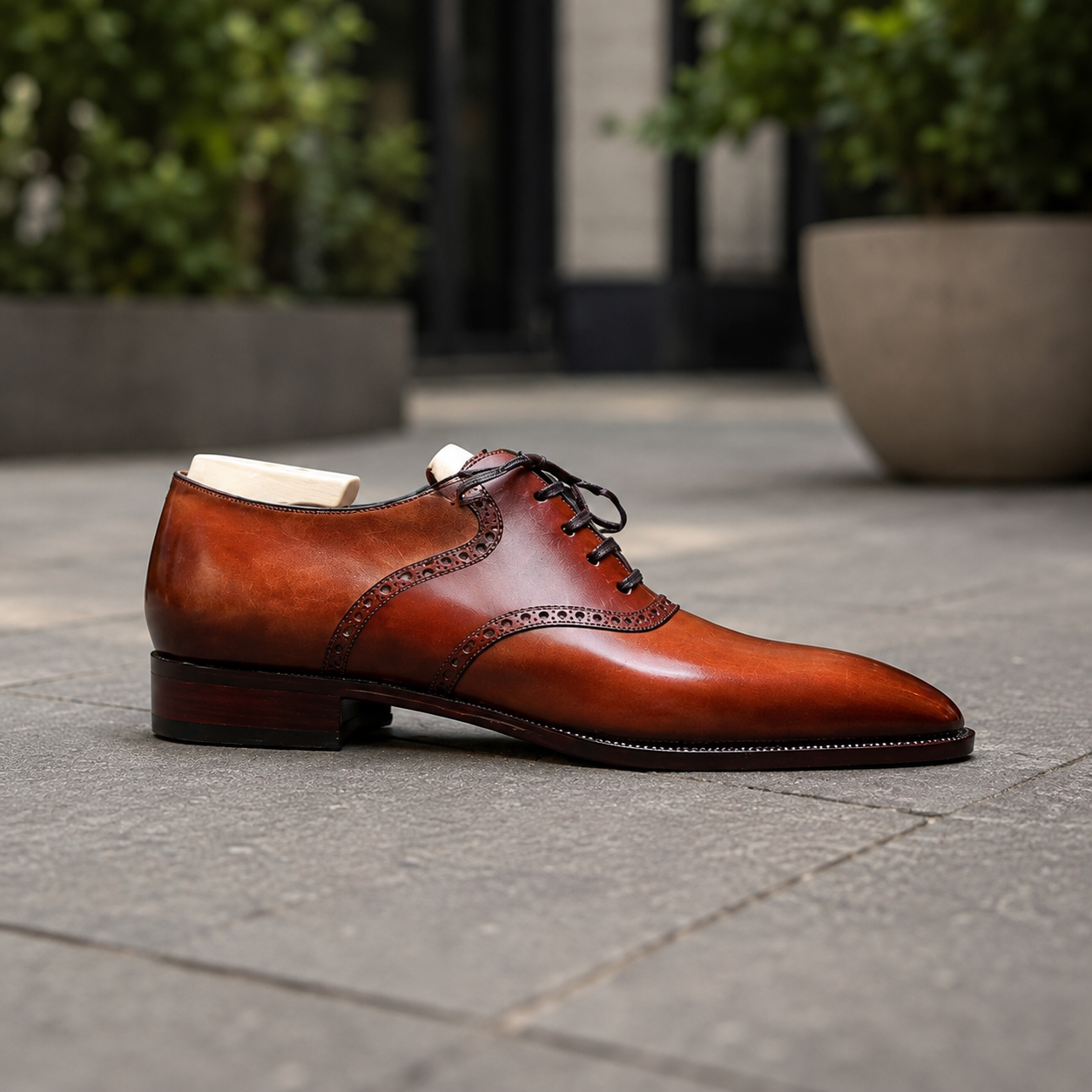 Tan leather Lusso oxford shoes - height increasing