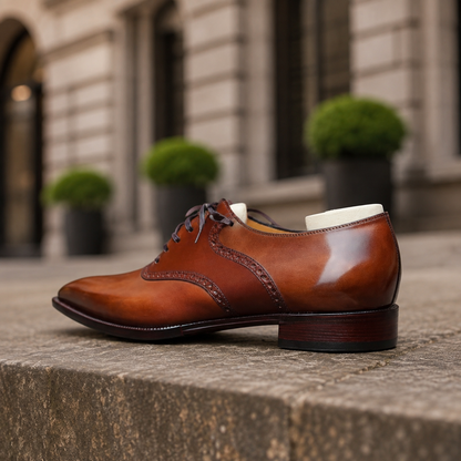 Tan leather Lusso oxford shoes - height increasing
