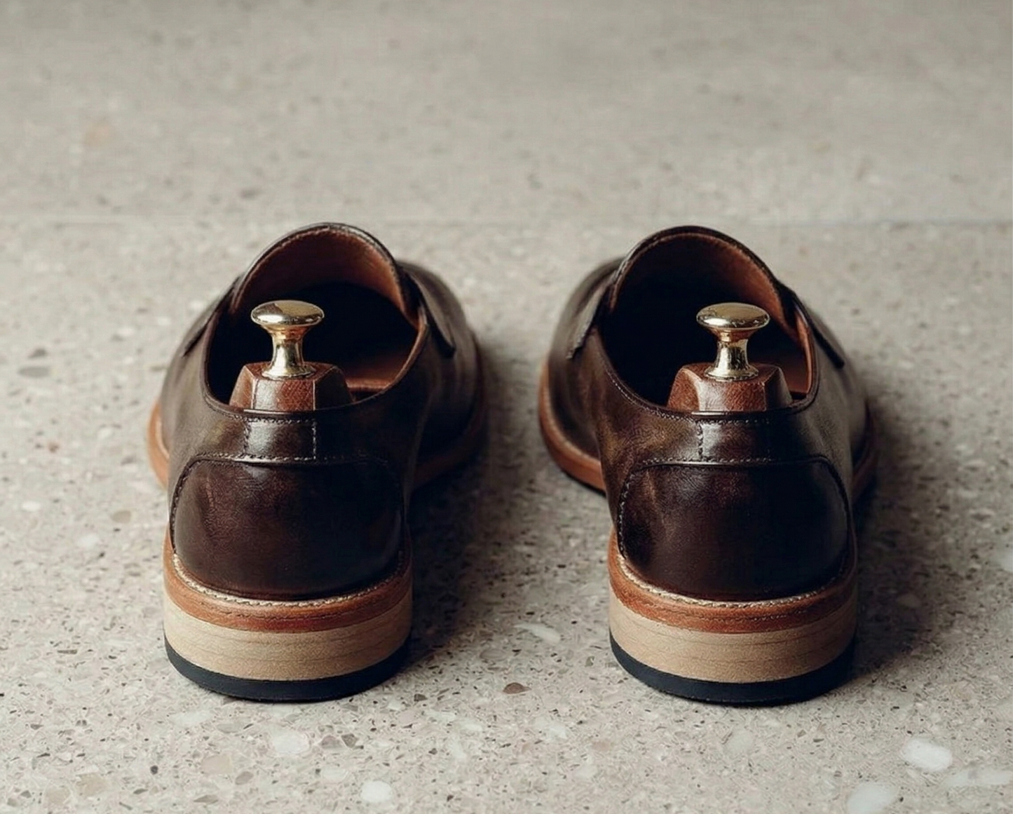 Brown hand painted  andrea leather  penny loafers