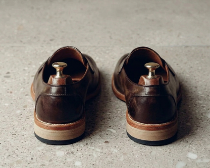 Brown hand painted  andrea leather  penny loafers