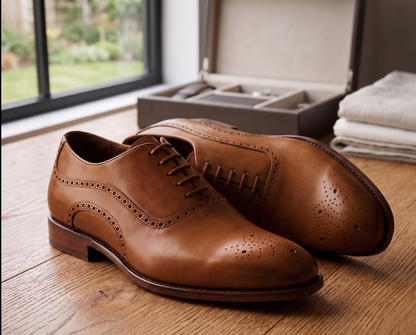 Tan leather elowem brogue oxford -formal shoes