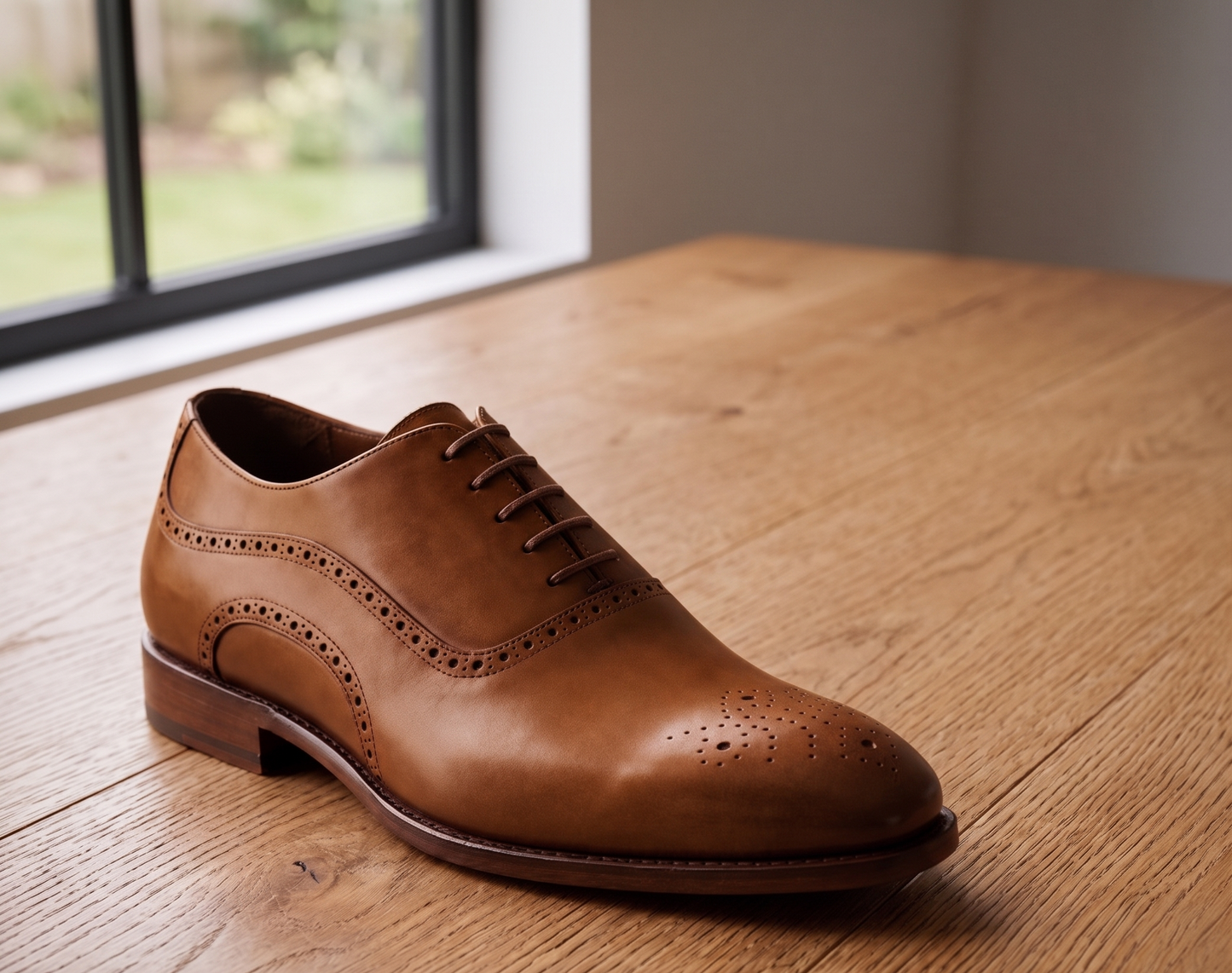 Tan leather elowem brogue oxford -formal shoes