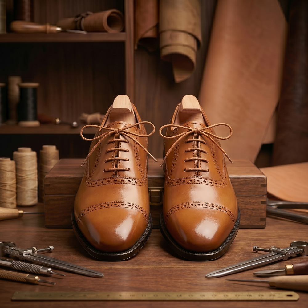 Tan leather stocard brogue oxford shoe -formal  shoes