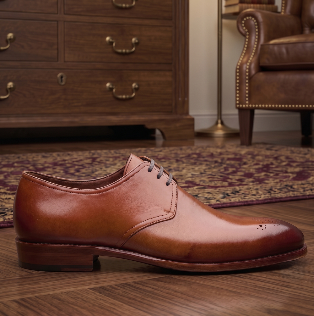 Tan  leather milano  derby shoes