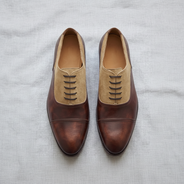 Brown and beige vittorro balmoral toe cap oxford shoe -formalshoe