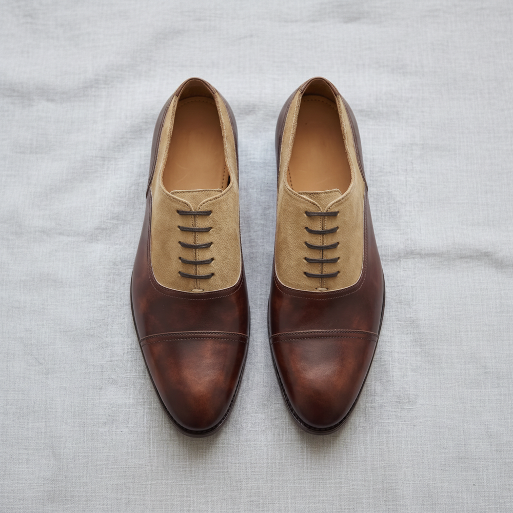 Brown and beige vittorro balmoral toe cap oxford shoe -formal shoe