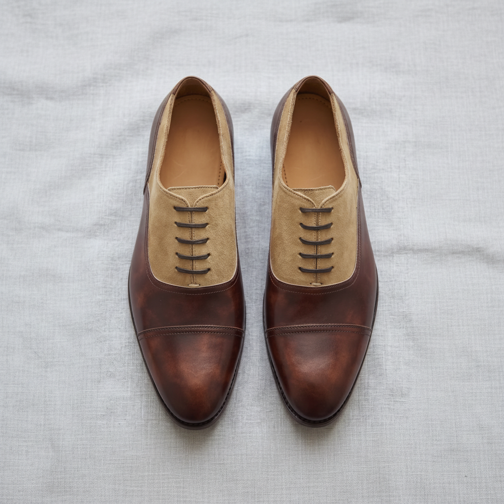Brown and beige vittorro balmoral toe cap oxford shoe -formalshoe