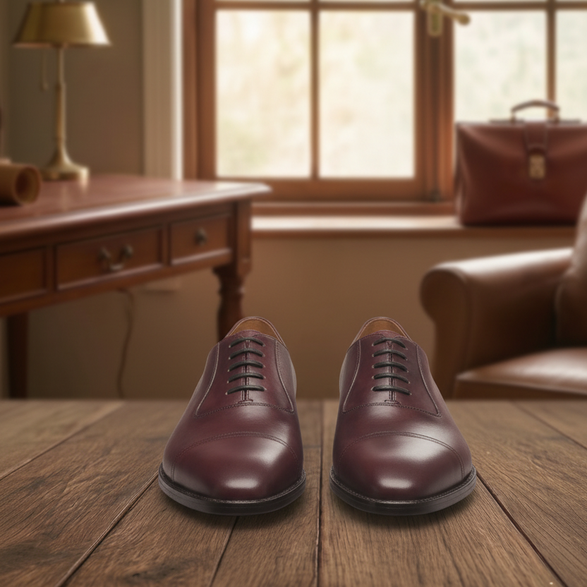 Burgundy  leather la gusta toe cap oxford -formal shoes