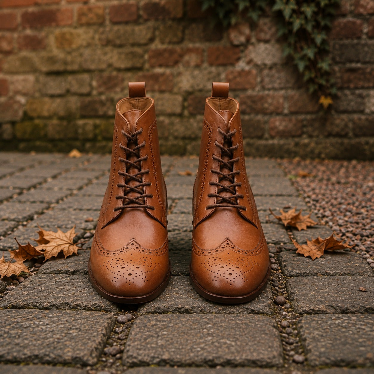 Brown leather wingtip doto derby boot