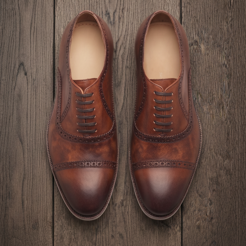 Brown leather stocard brogue oxford shoe -formal  shoes
