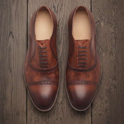 Brown leather stocard brogue oxford shoe -formal  shoes
