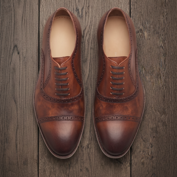 Brown leather stocard brogue oxford shoe -formal  shoes